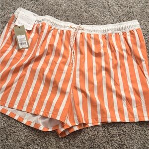 NWT men’s size XXL Striped Orange and White swim trunks